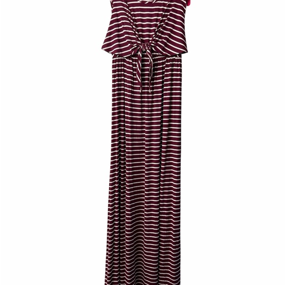 Ingrid & Isabel Burgundy and White Striped Maxi Dress - Picture 4 of 6